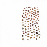 Full assortment of agate beads laid out in grid