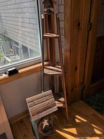 Corner shelf and additional birdhouse shown together