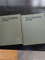 Two closed hardcover copies showing identical green cloth covers with black titles