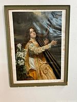 Full view of framed print on wall