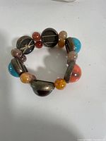 overview of bracelet showing mixed stone and metal beads
