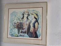 Framed Charles Lanier screenprint Les Filles full view showing mat and frame