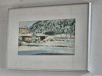 Full view of framed watercolor painting