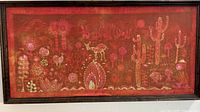 Full view of framed batik wall hanging