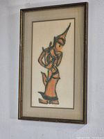 Full view of framed Thai temple rubbing