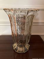 Full view of faceted crystal vase showing shape and proportions