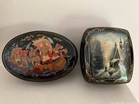 Both lacquer boxes front view