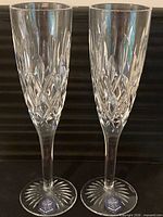 Pair of Stuart Crystal Tewkesbury champagne flutes front view
