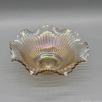 Top view showing ribbed interior pattern and iridescent finish