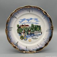Front of plate showing Insel Mainau scene, gold rim