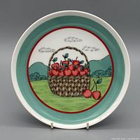 Front of porcelain plate showing design and colors