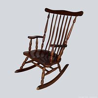side profile of Windsor rocking chair showing overall form and rockers