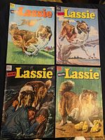 Front covers of the four Lassie Dell comics
