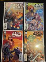 All four bagged and boarded Star Wars: Jedi Council comics issues 1-4 laid out