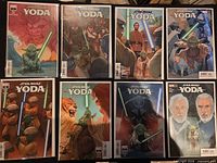 Eight Star Wars: Yoda comics laid out in two rows