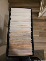 Top view of tote filled with bagged comics