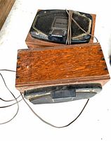 Two wood-boxed 6×9 speakers with wiring