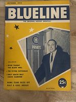 Front cover showing Blueline October 1955, Toe Blake photo