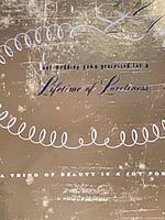 text on preservation box for wedding gown