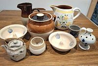 Group view of all eight pottery pieces