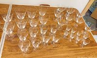 All 32 crystal glasses arranged by size