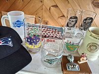 Group view of all sports items on shelf
