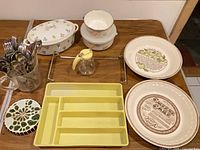 Group shot showing all kitchenware items on table
