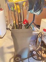 overall view of trash can and tools