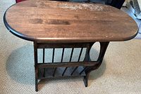 overall view showing oval tabletop and rack