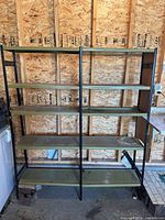 Front view showing full two-section shelving unit with ten shelves
