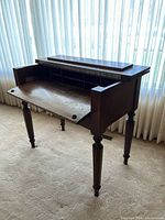 Desk front view with drop-front open