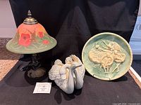 All three items: poppy lamp, swan planter, ballerina plate