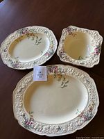 All three Crown Ducal Rosalie serving pieces