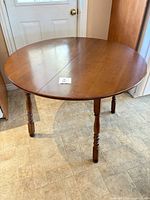 top view of round wood kitchen table