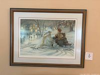 Framed Evening Skaters print on wall showing full artwork and frame