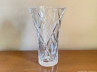front view of cut crystal vase showing pattern and height
