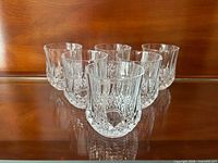 Group shot of all six crystal tumblers