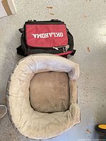 Rolling cooler bag and dog bed top view