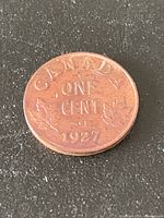 Reverse of 1927 Canada one-cent coin