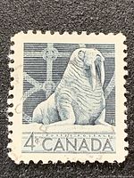 Front view of Canada 4¢ Walrus stamp