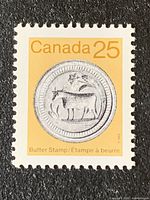 Front view of the Canada 25-cent Butter Stamp showing design and text