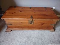 Top view of full wooden chest closed