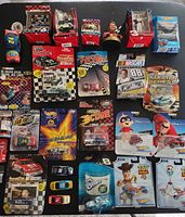 Overview of all boxed ornaments and packaged cars