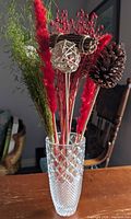 Vase and full floral arrangement