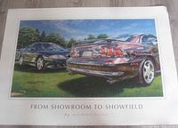 Full view of poster showing depicted cars and white title border