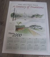 Full view of Fort Erie Race Track 2000 calendar poster on floor