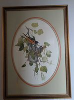 Full view of framed bird print