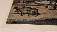 Lower left corner showing printed artist name and part of horse cart scene