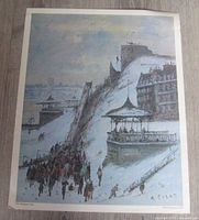 Full view of unframed print on floor