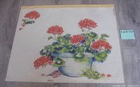 Full-colour composite sheet of geraniums in pot